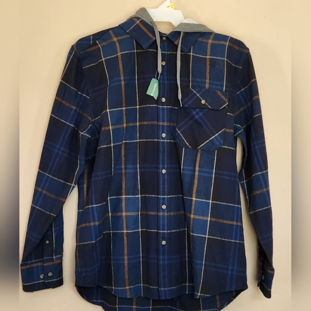 Le 31 By Simons Flannel Shirt Detachable Hood Sz XL Modern Fit